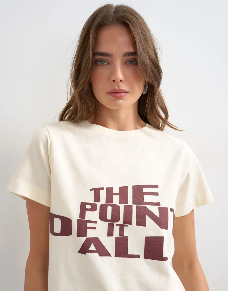 Topshop the point of it all graphic tee in buttermilk