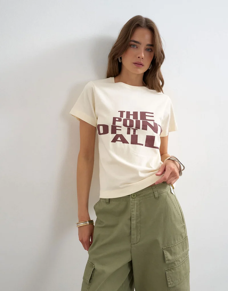 Topshop the point of it all graphic tee in buttermilk