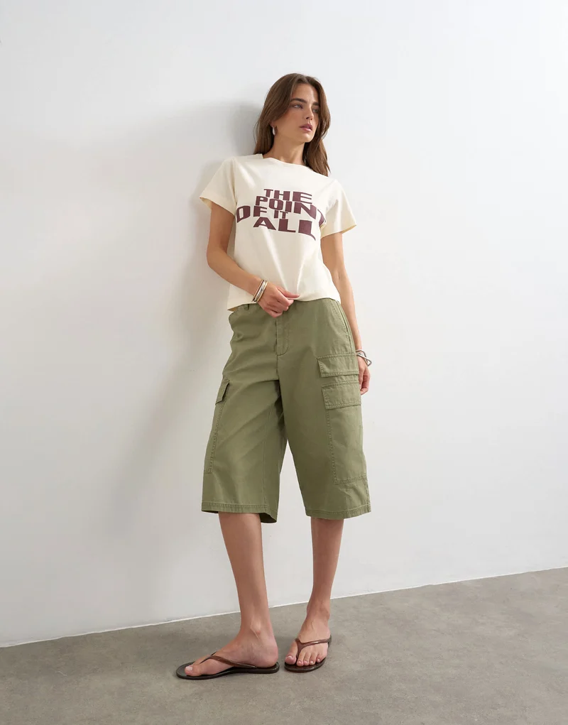Topshop the point of it all graphic tee in buttermilk