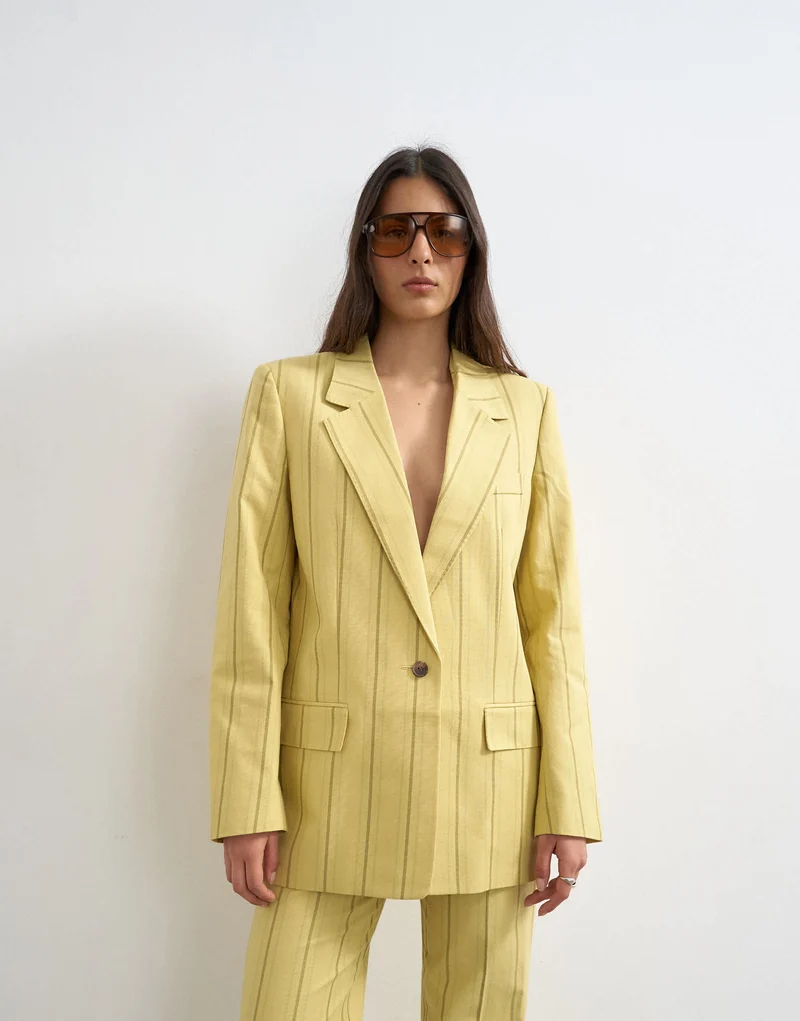 Topshop co ord occasion stripe blazer in yellow