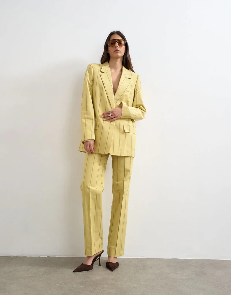 Topshop co ord occasion stripe blazer in yellow