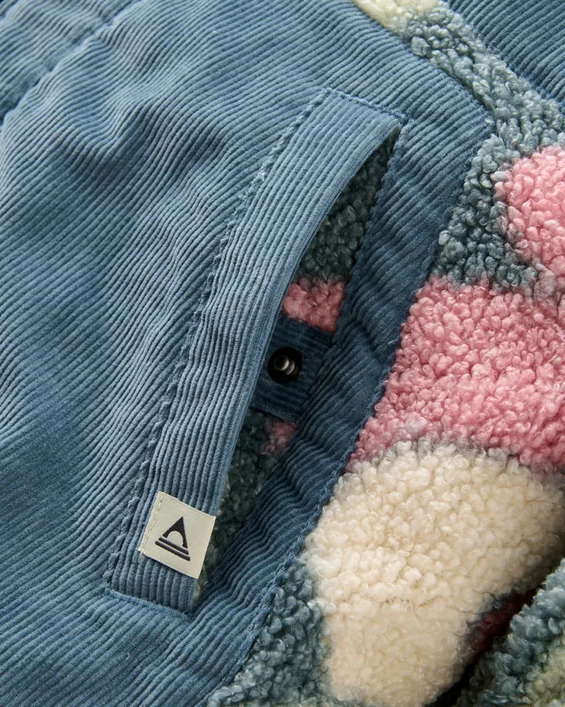 PASSENGER Clover Recycled Sherpa Fleece Hooded Jacket slower rhythms stormy blue