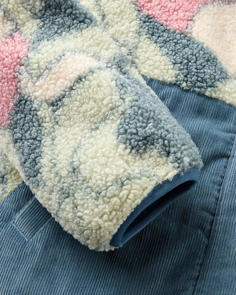 PASSENGER Clover Recycled Sherpa Fleece Hooded Jacket slower rhythms stormy blue