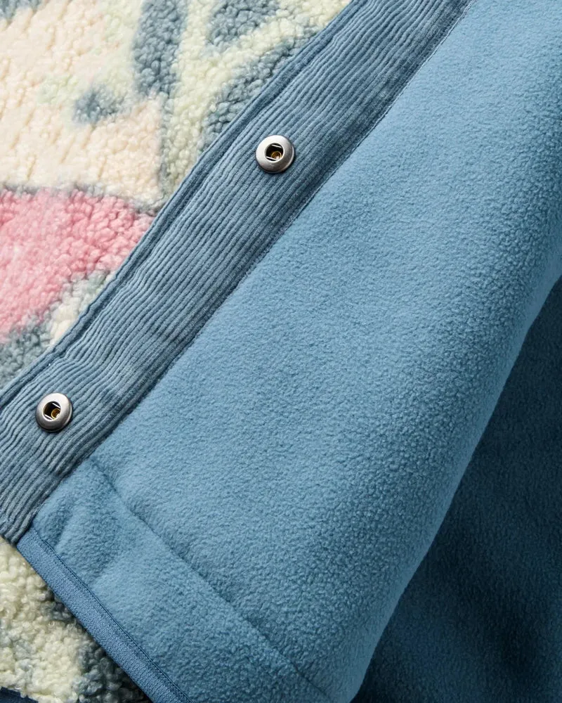 PASSENGER Clover Recycled Sherpa Fleece Hooded Jacket slower rhythms stormy blue