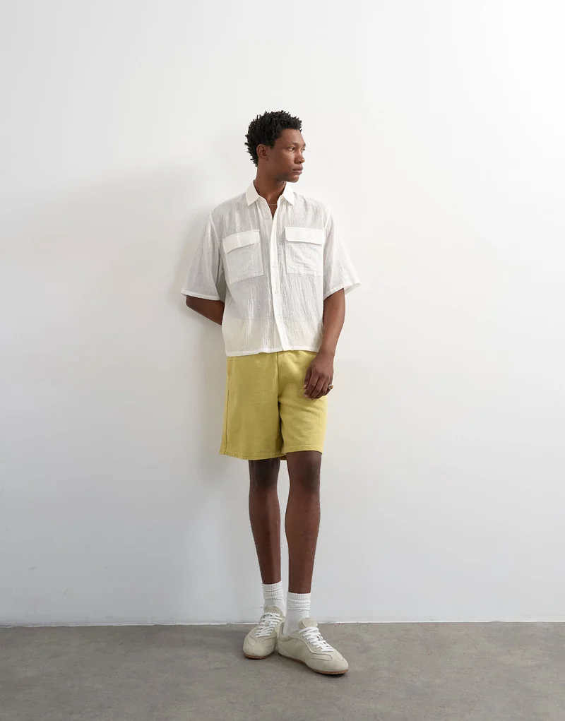 Topman relaxed fit bermuda jogger short in washed yellow