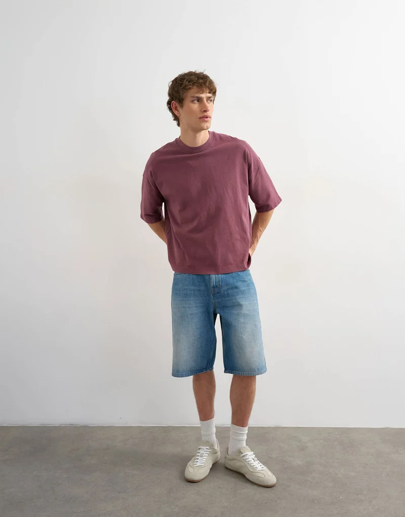 Topman boxy fit in washed burgundy