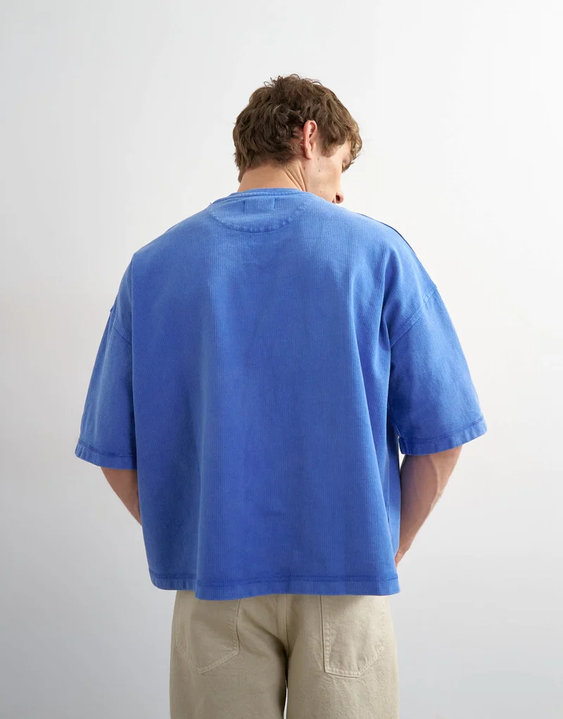 Topman premium boxy fit t-shirt with pocket in washed blue