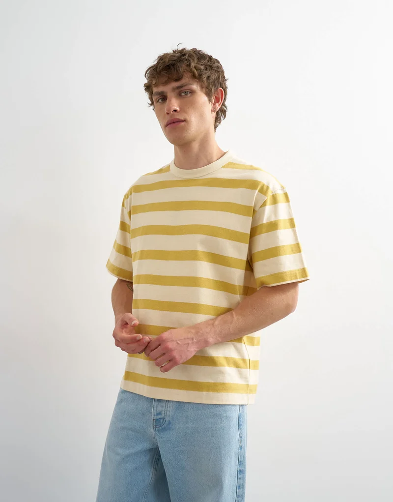 Topman relaxed fit striped t-shirt in yellow