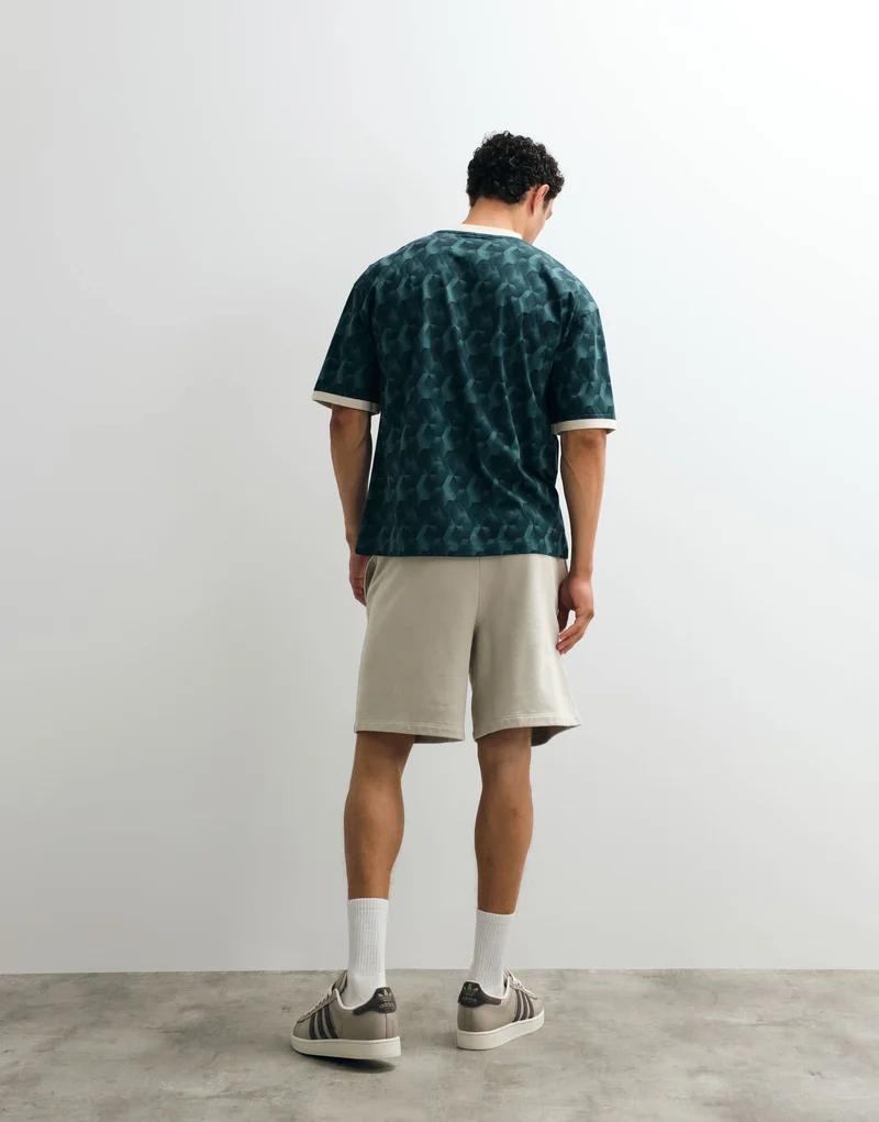 Topman relaxed fit bermuda jogger short in washed stone