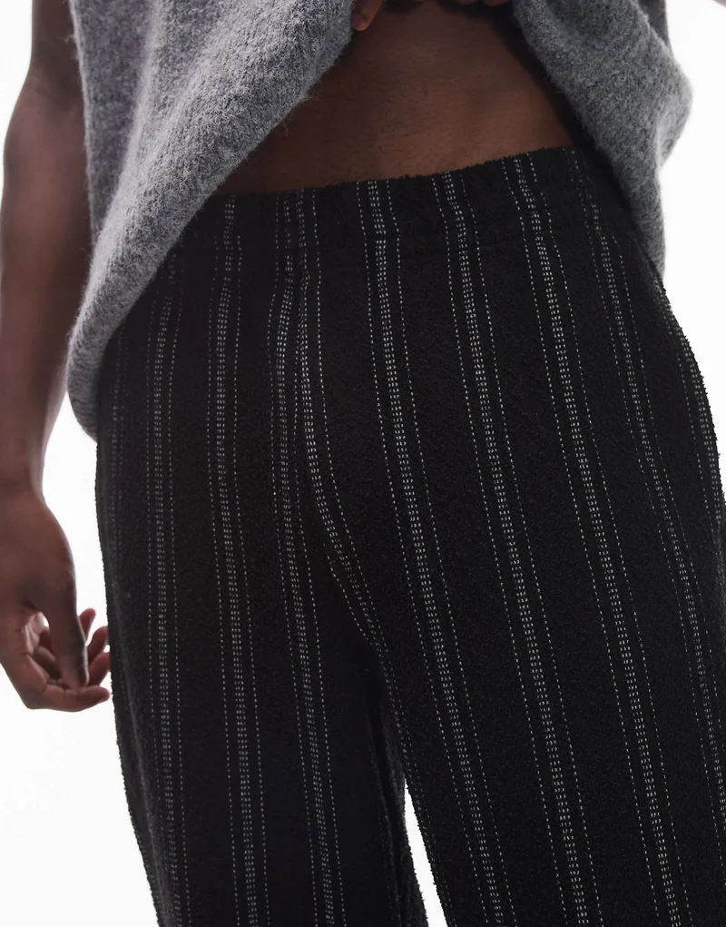 Topman straight fit jogger with textured stripe in black