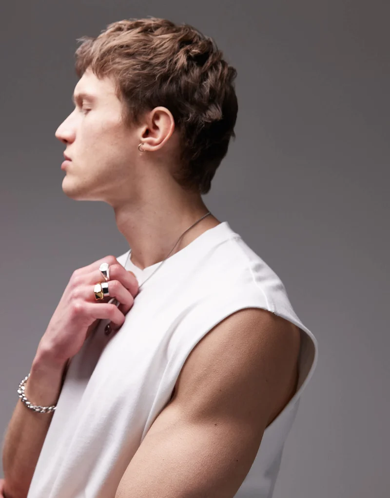 Topman oversized fit sleeveless t-shirt in white