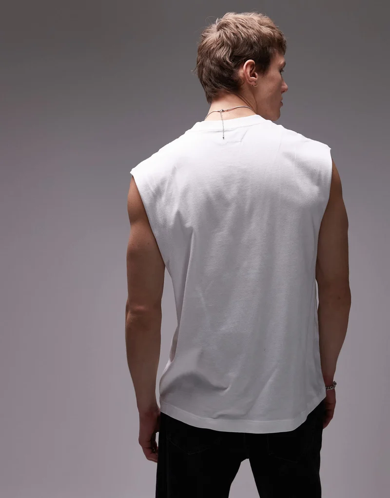 Topman oversized fit sleeveless t-shirt in white