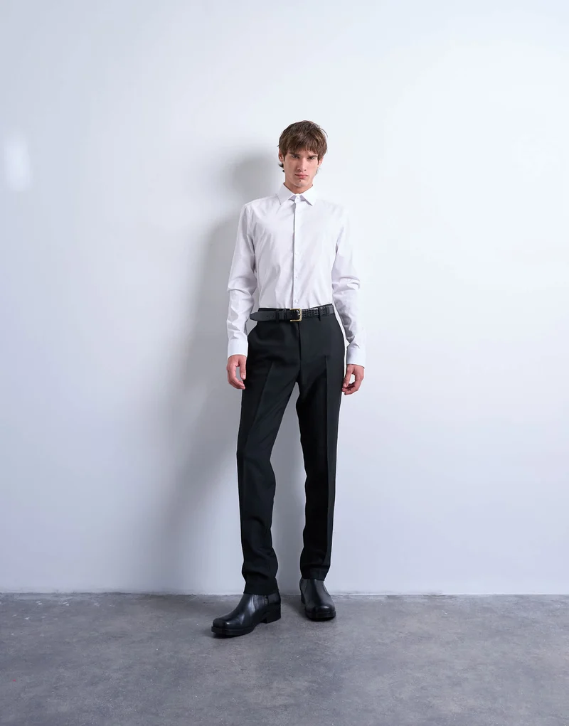 Topman long sleeve formal stretch shirt in white