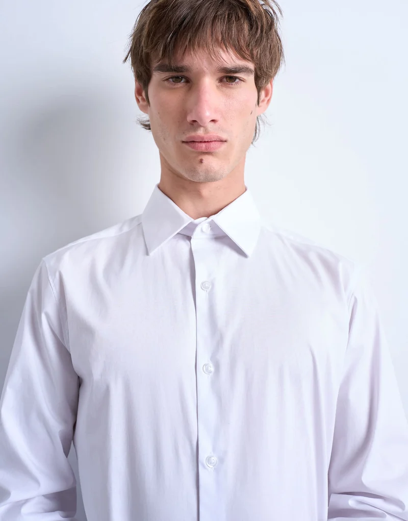 Topman long sleeve formal stretch shirt in white