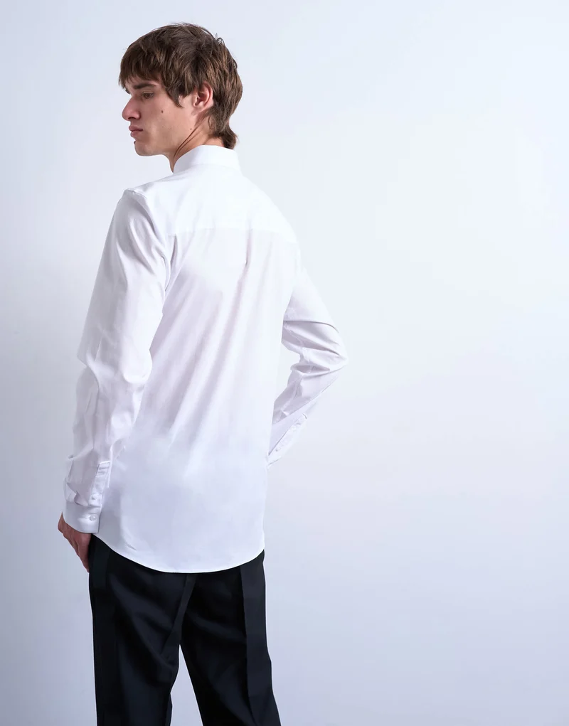 Topman long sleeve formal stretch shirt in white