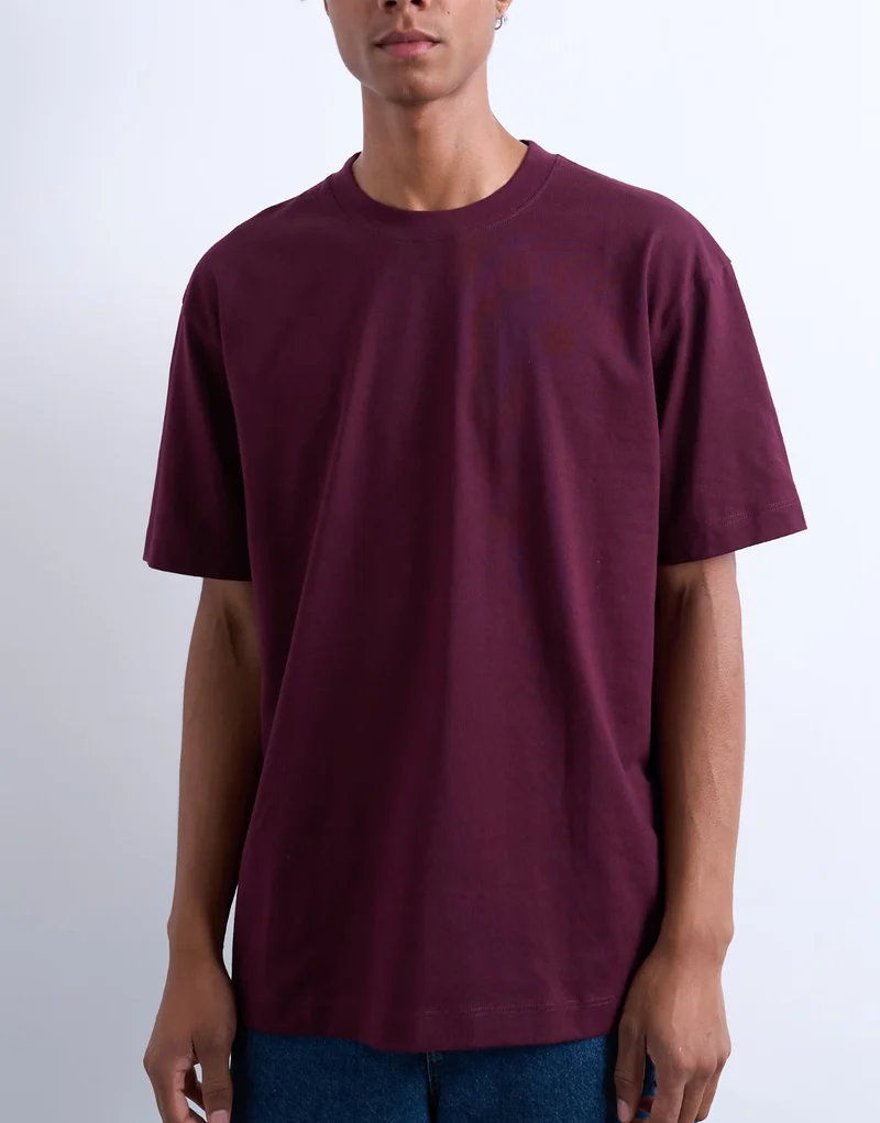 Topman 3 pack relaxed t-shirt in black, navy and burgundy