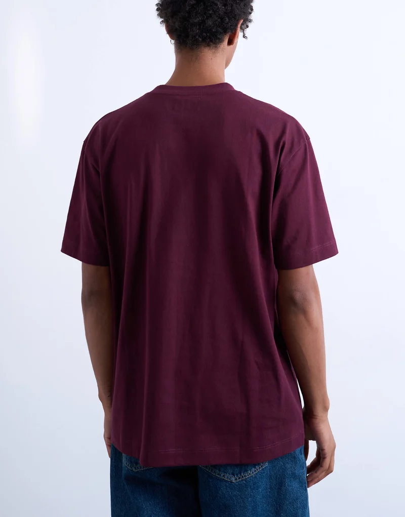 Topman 3 pack relaxed t-shirt in black, navy and burgundy