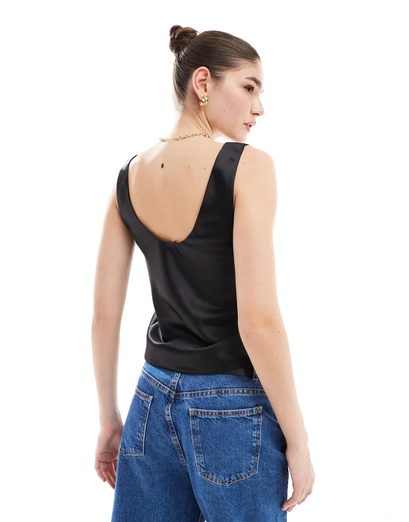 ASOS DESIGN scoop neck cami in satin in black