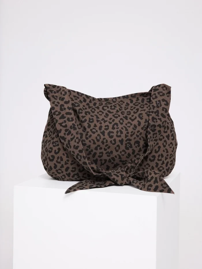 MAZINE Printed Denim Shoulder Bag chocolate-brown-printed