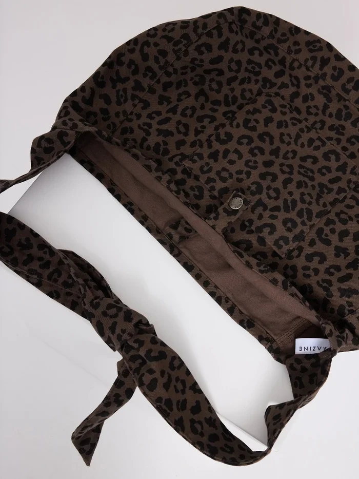 MAZINE Printed Denim Shoulder Bag chocolate-brown-printed