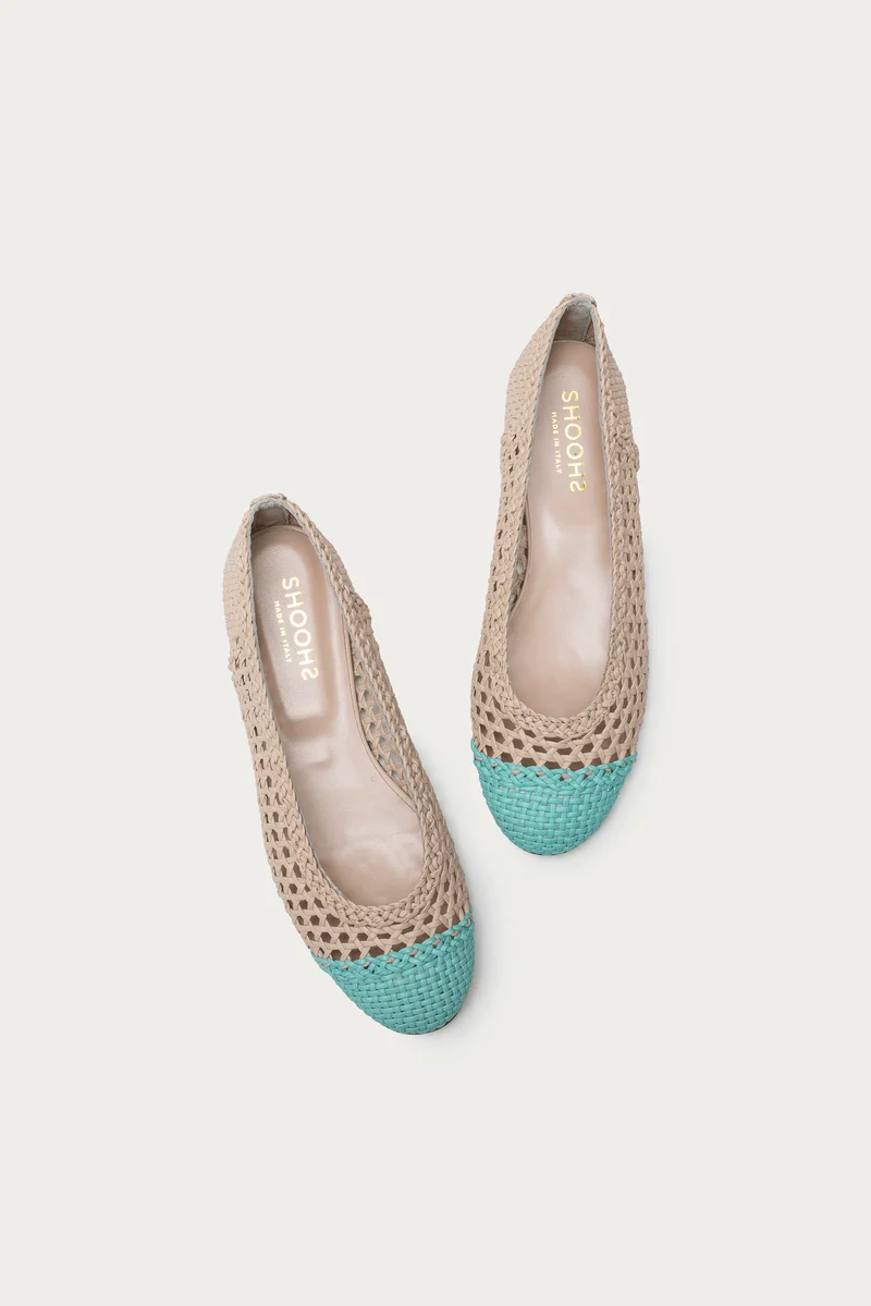 Vittoria Cream Mint gewebtes Glattleder