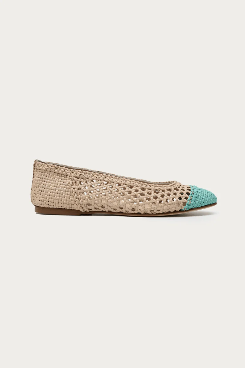 Vittoria Cream Mint gewebtes Glattleder