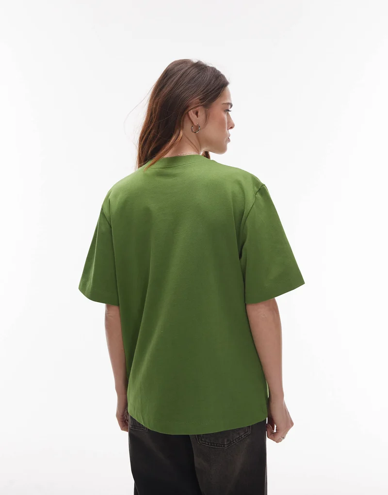 Topshop premium basic short sleeve tee in olive green