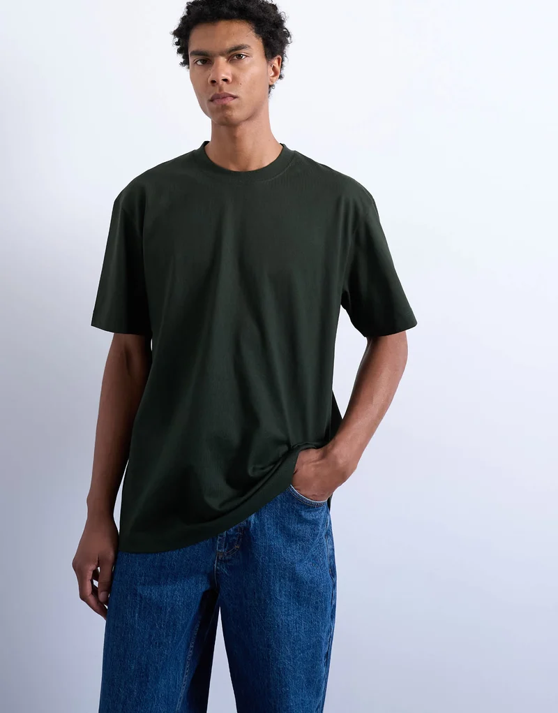 Topman 5 pack relaxed t-shirt in black, white, ecru, dark green and charcoal