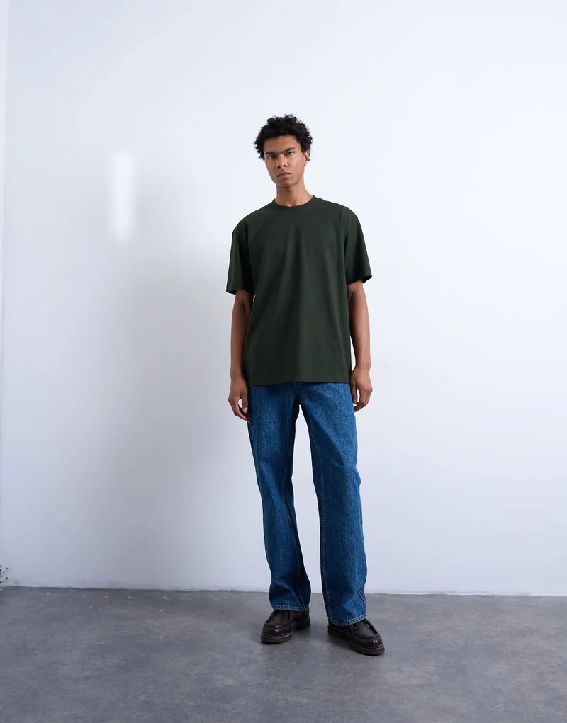 Topman 5 pack relaxed t-shirt in black, white, ecru, dark green and charcoal