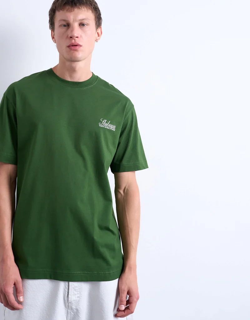 Topman relaxed Shibuya print t-shirt in dark green