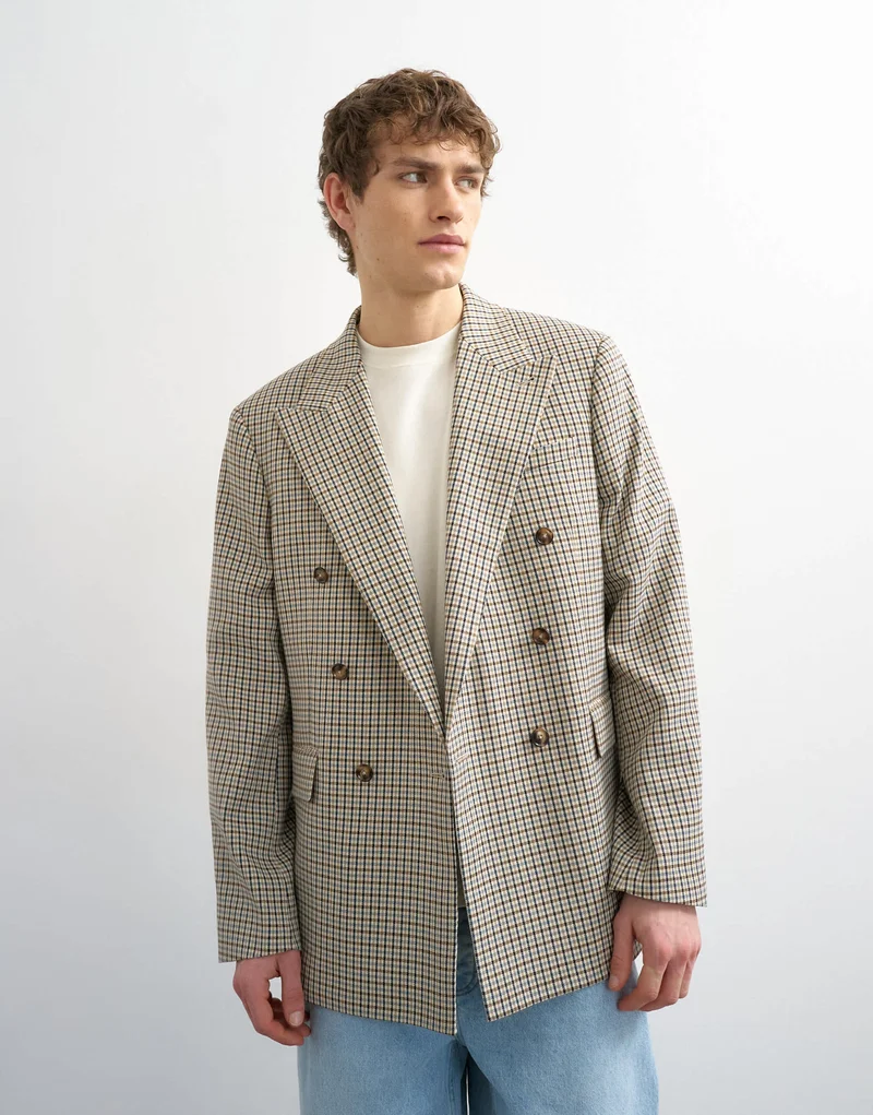 Topman relaxed gingham check blazer in multi