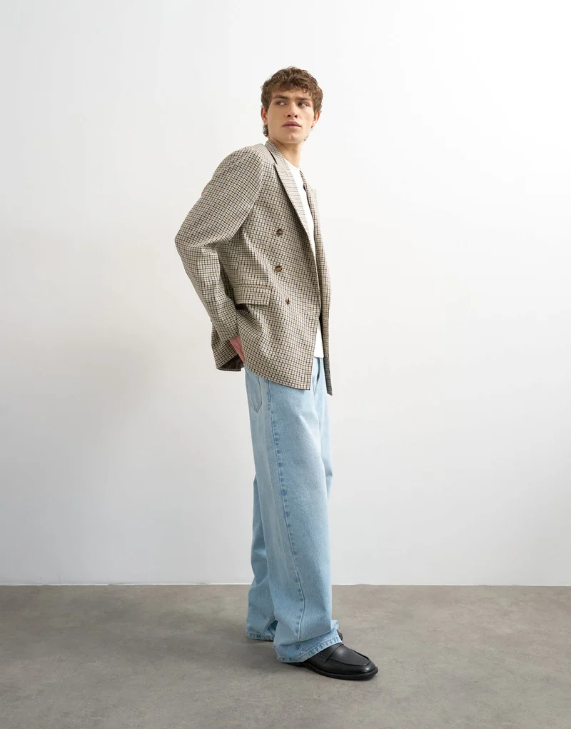 Topman relaxed gingham check blazer in multi