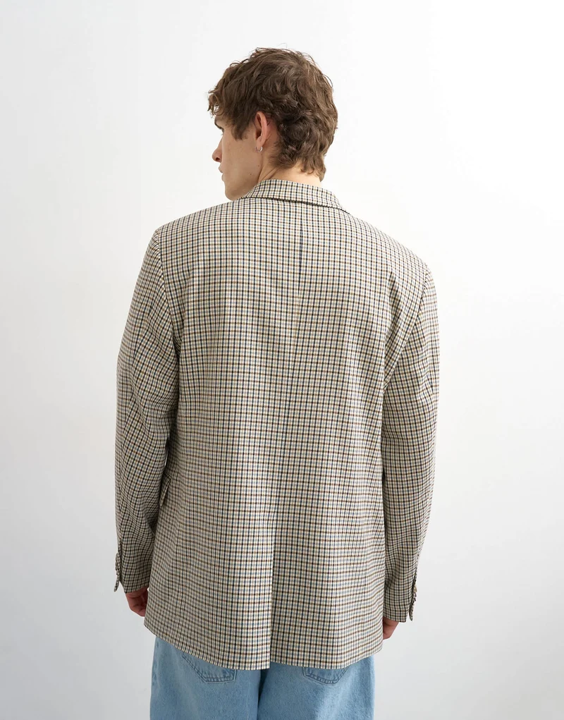 Topman relaxed gingham check blazer in multi