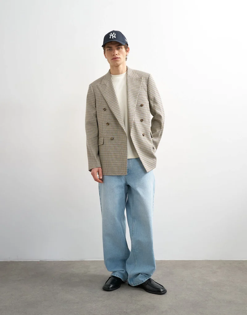 Topman relaxed gingham check blazer in multi