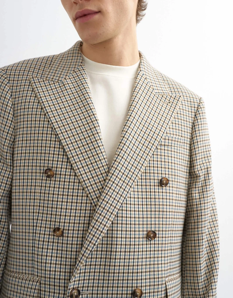 Topman relaxed gingham check blazer in multi