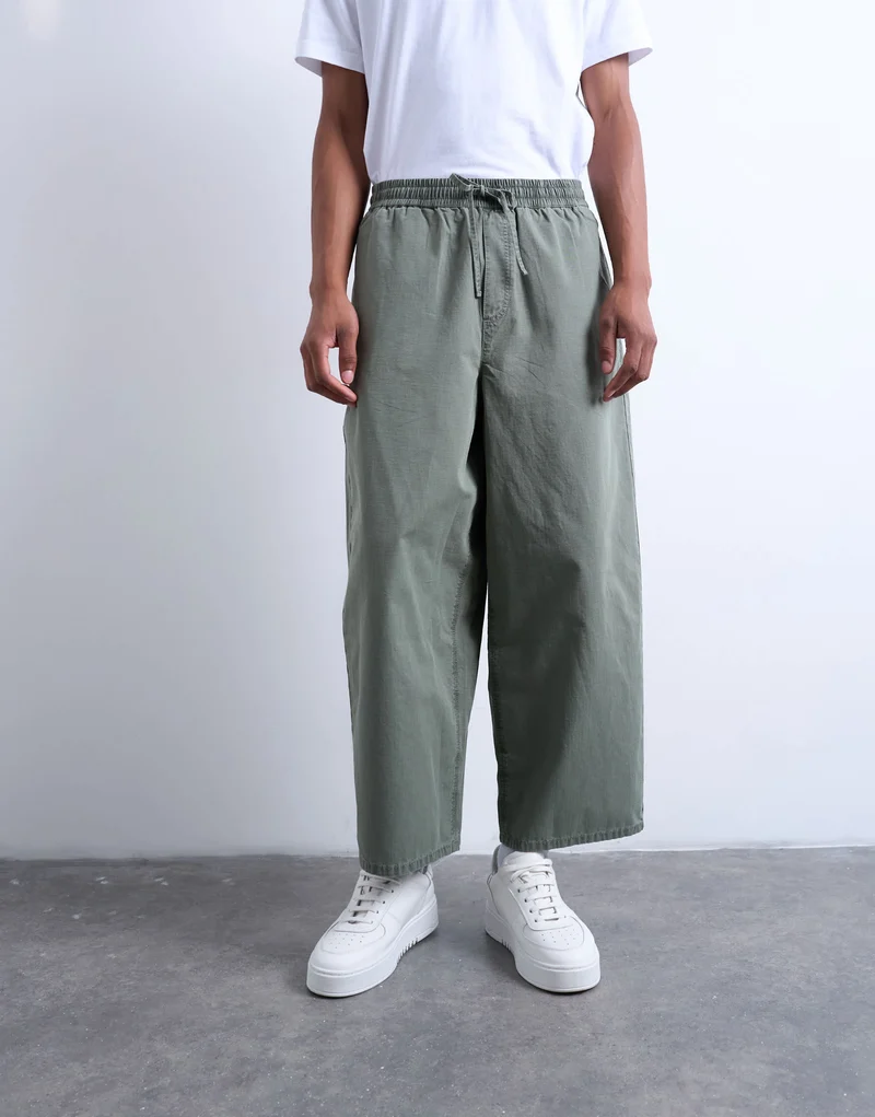 Topman ripstop barrel trousers in khaki