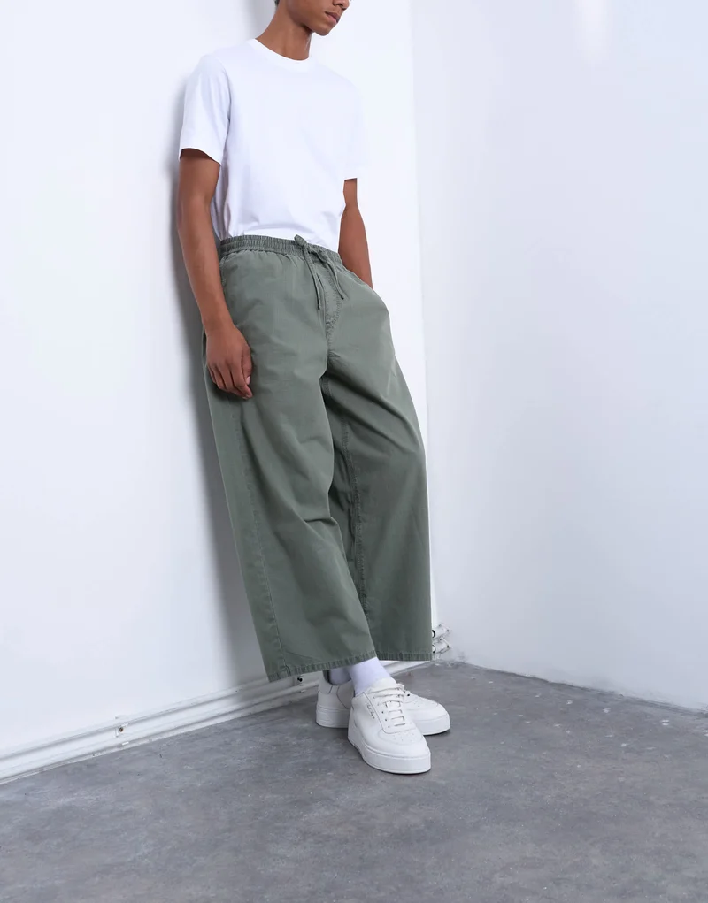 Topman ripstop barrel trousers in khaki