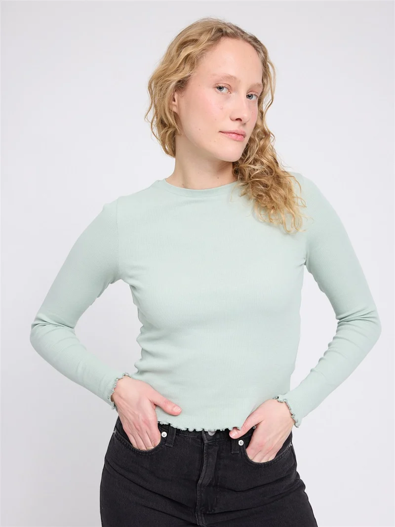MAZINE Babylock Hems Longsleeve light-aqua