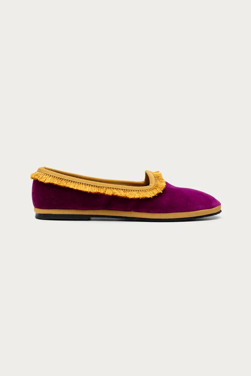 Beatrice Fuxia Samt "Home" Slipper