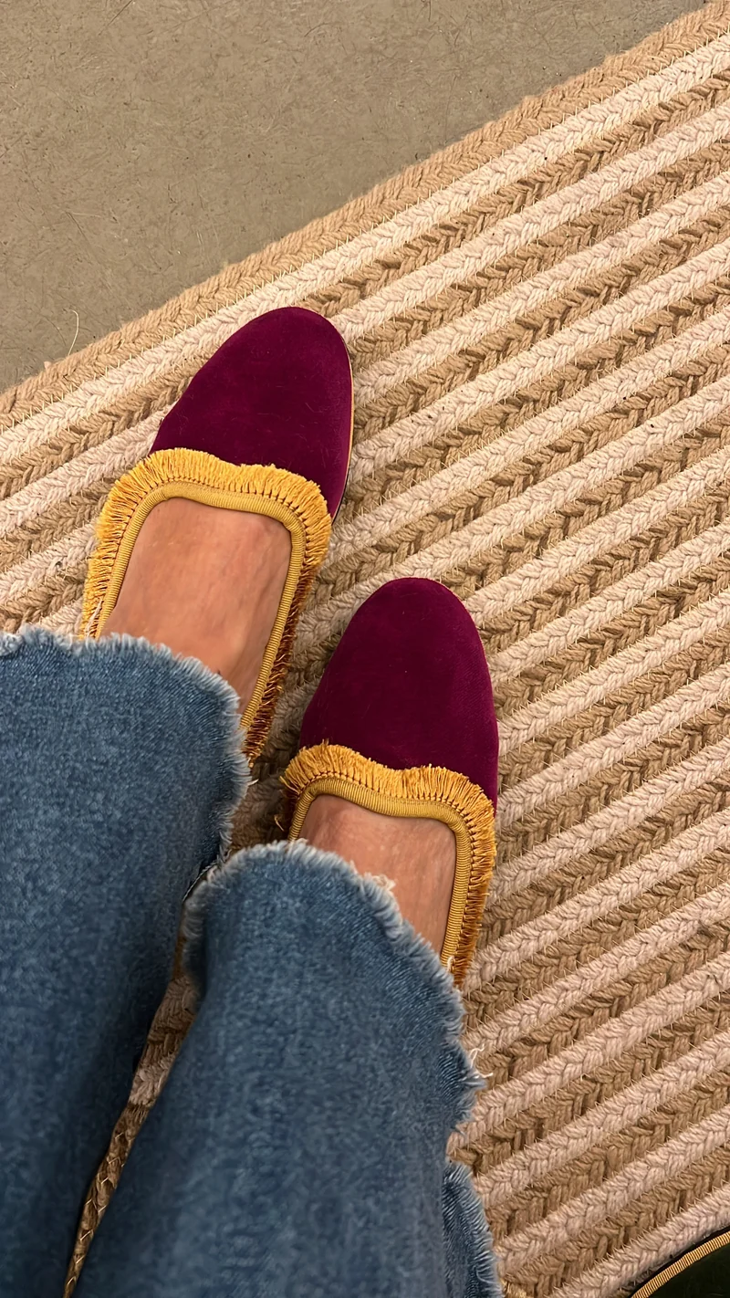 Beatrice Fuxia Samt "Home" Slipper