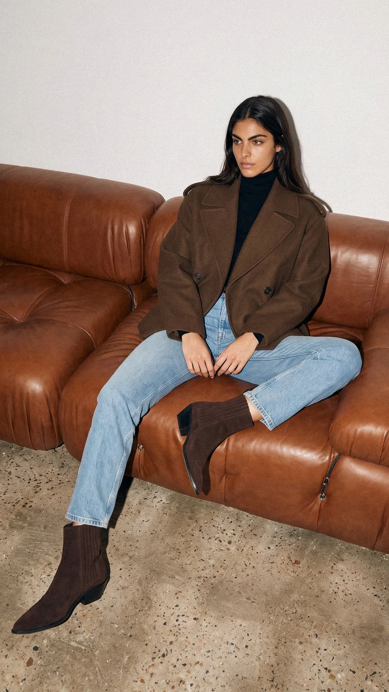 Jade Dunkelbraun Veloursleder