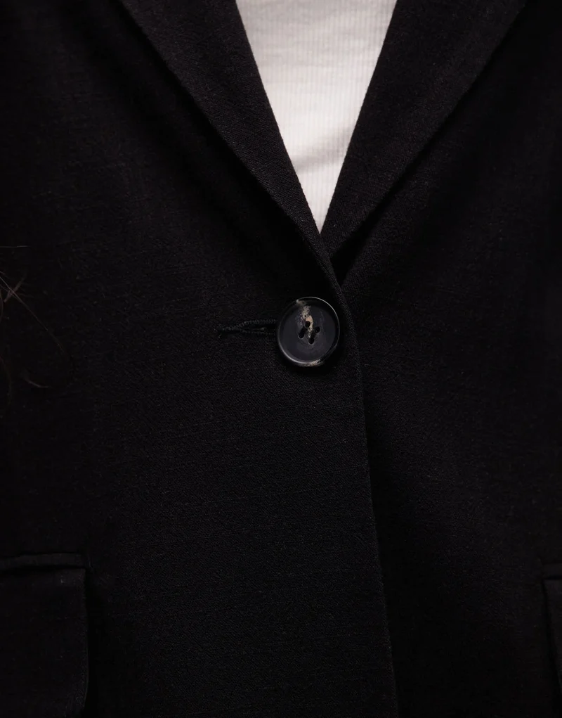 Topshop linen oversized slouchy blazer in black