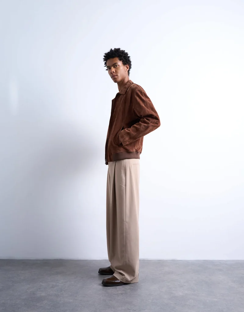 Topman relaxed smart trousers in beige