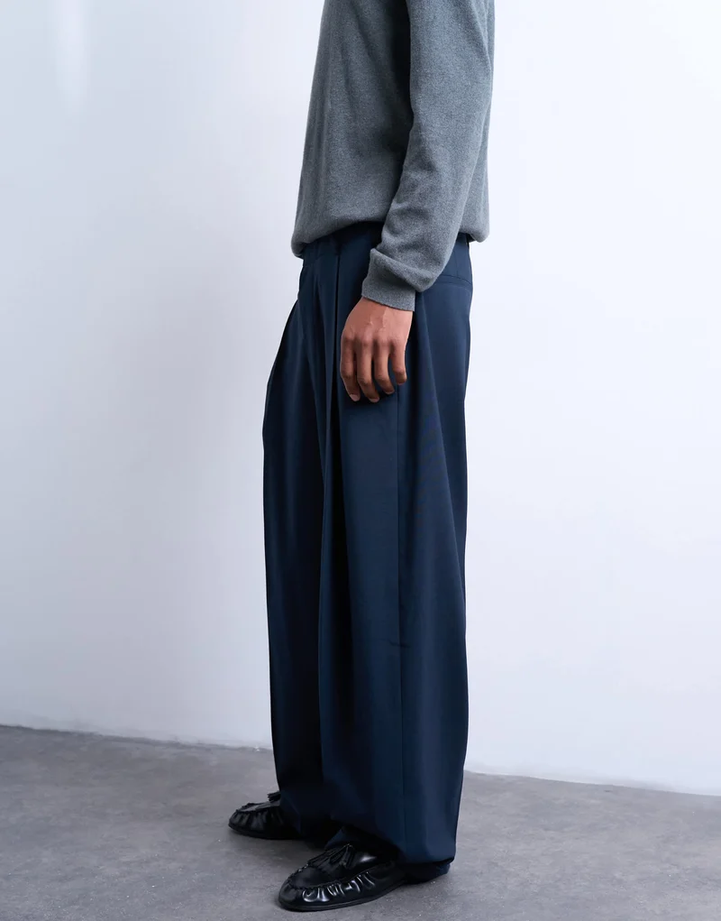 Topman relaxed smart trousers in navy