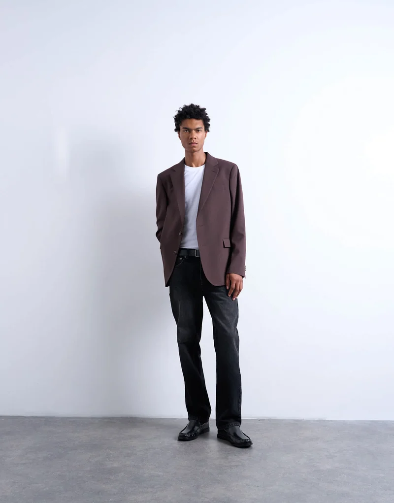 Topman relaxed wool touch blazer in chocolate