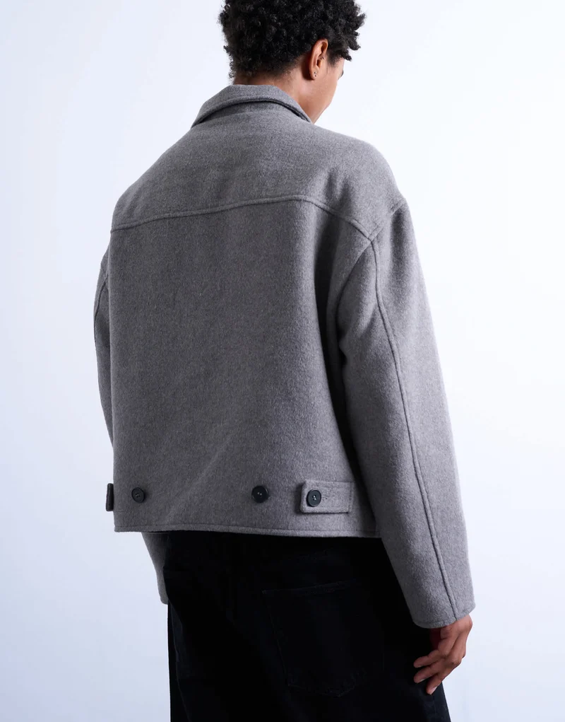 Topman wool blend jacket in charcoal