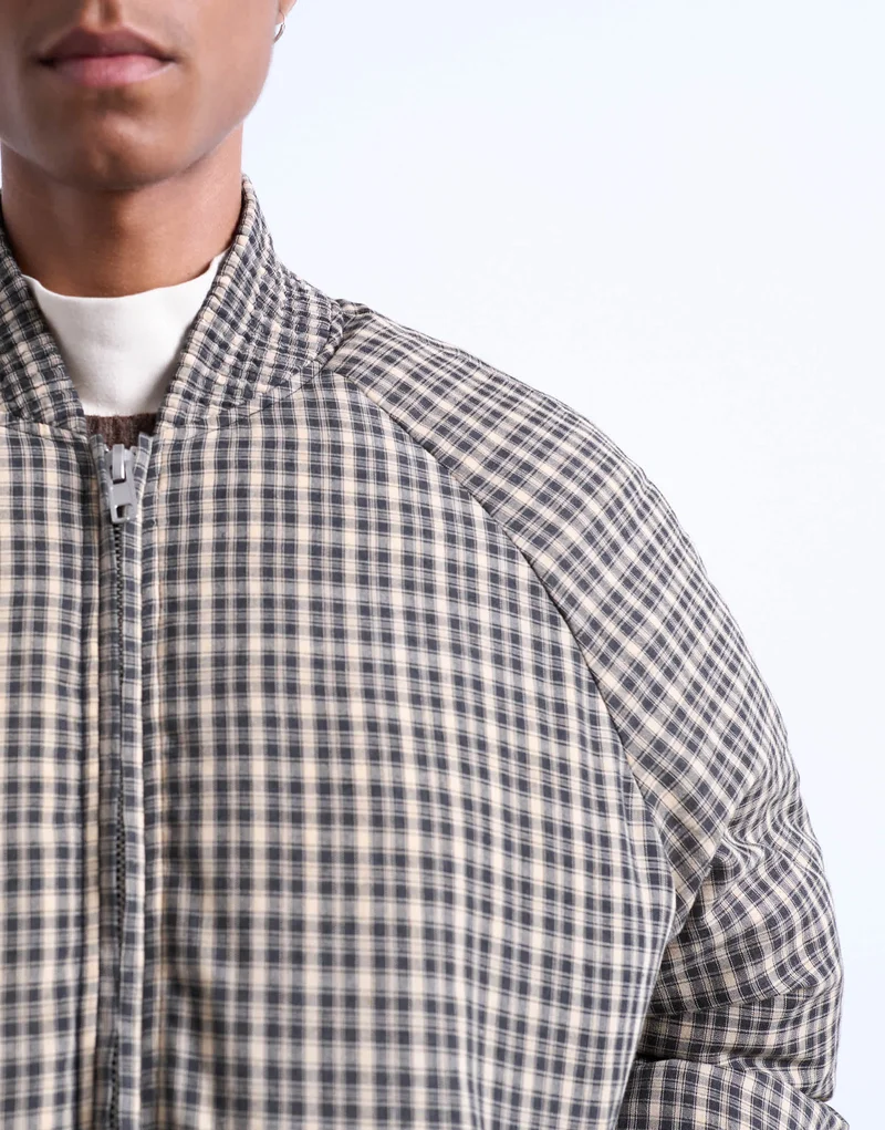 Topman checked puffer in black