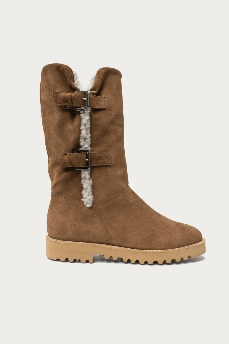 Alma Cognac Wildleder mit Lammfell