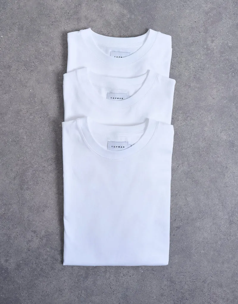 Topman 3 pack classic fit t-shirt in white