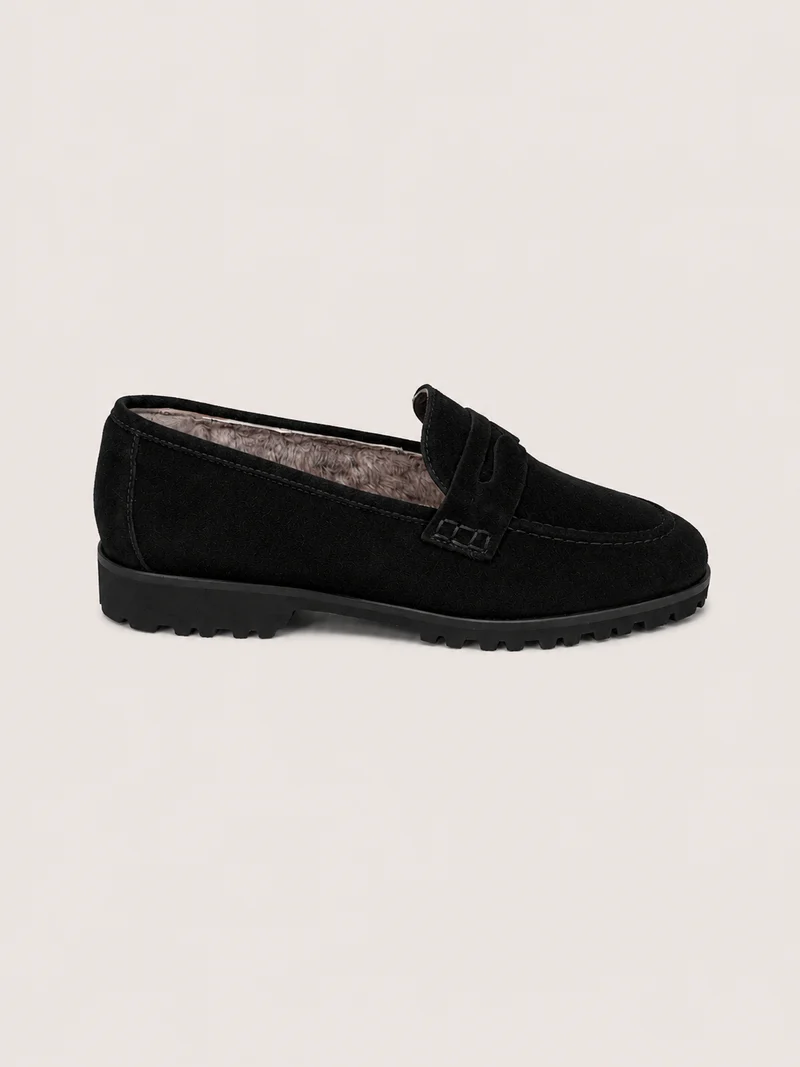 Tilla Schwarz Wildleder mit Lammfell